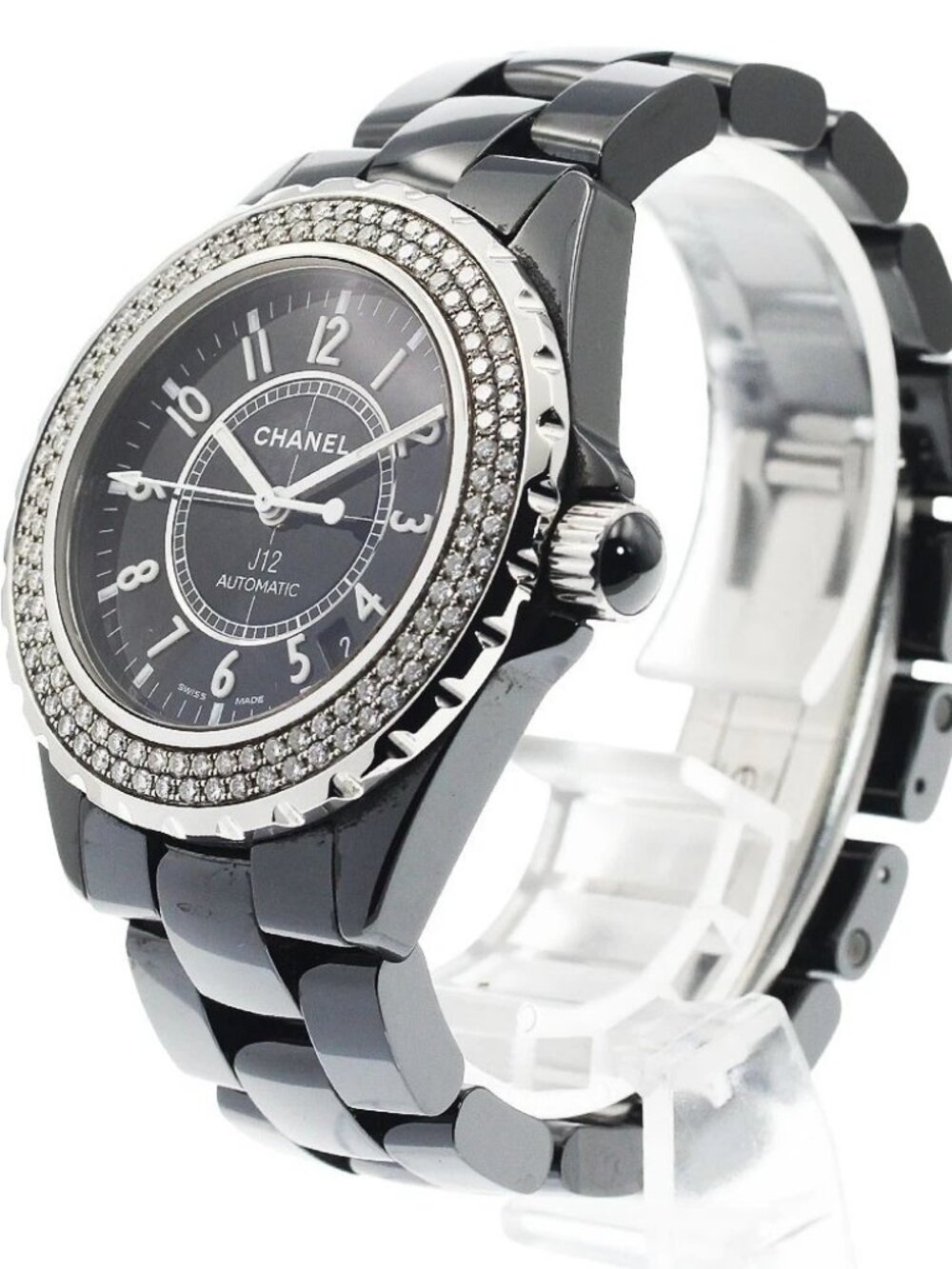 CHANEL J12 H0950 Black ceramic diamond bezel Automatic Men's Watch_941825